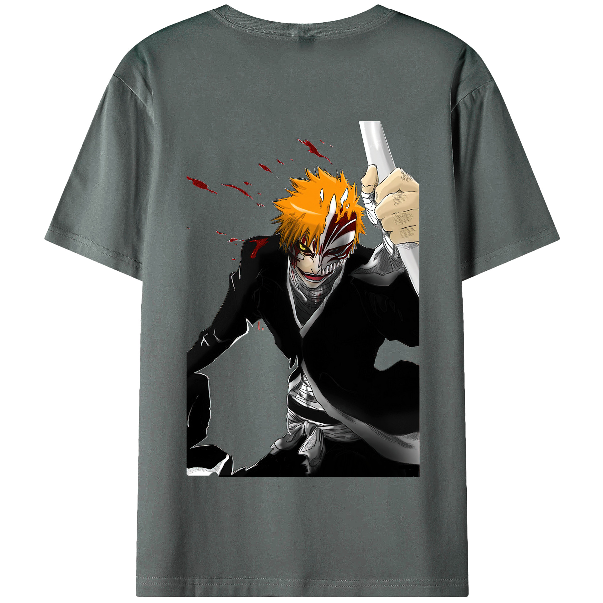 （画像用） ブリーチ 黒崎一護（くろさき いちご）BLEACH Kurosaki Ichigo 綿100％半袖Tシャツ（背面プリント）